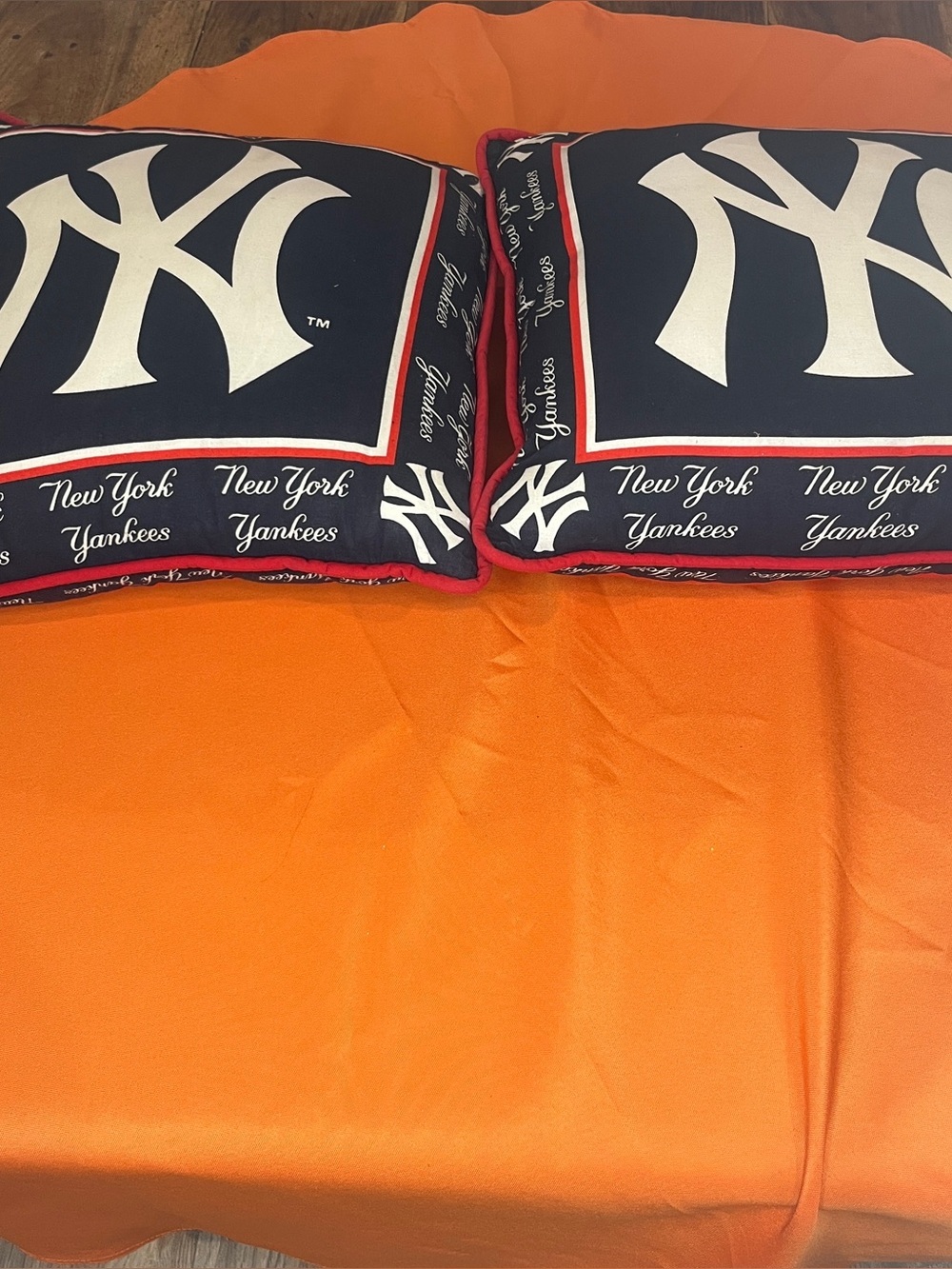 Homemade New York Yankees Navy Set  wThrow Pillows with Red Trim